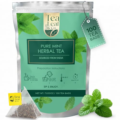 Image of Pure Mint Herbal Tea (200 gm /7 oz), Natural Herbal Infusion, 100 Tea Bags