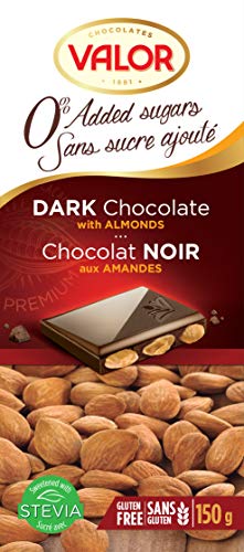 Chocolates Valor - Chocolate puro con almendras Sin Azúcar- 150 g