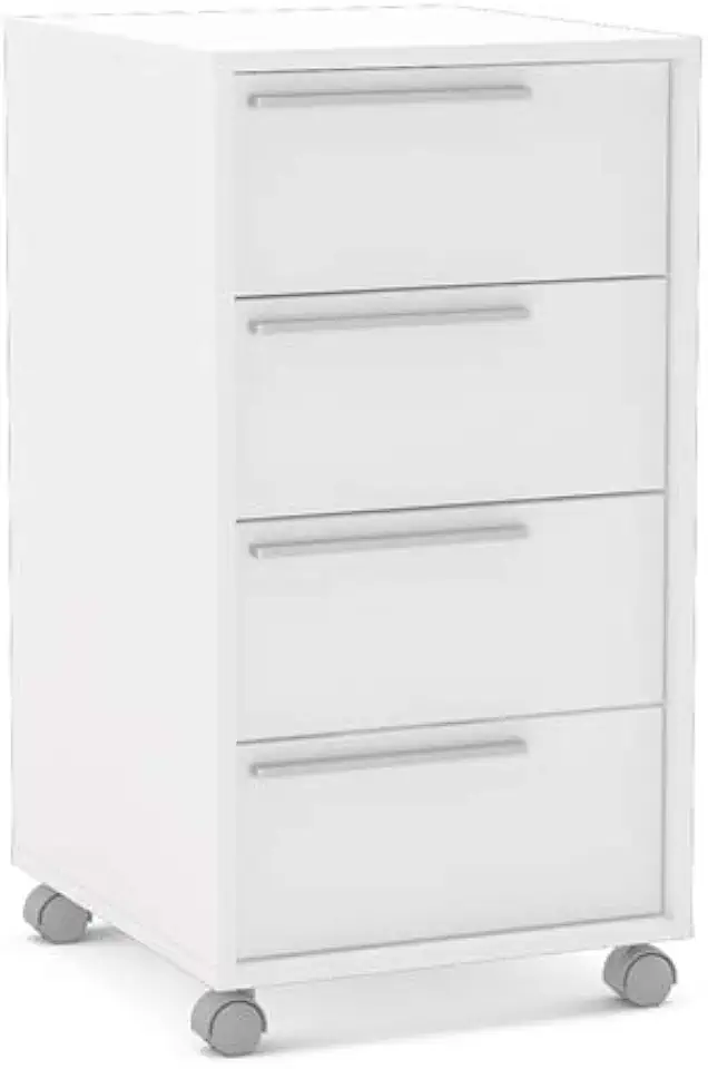 Gaveteiro Maia 4 Gavetas com rodízios Branco Politorno