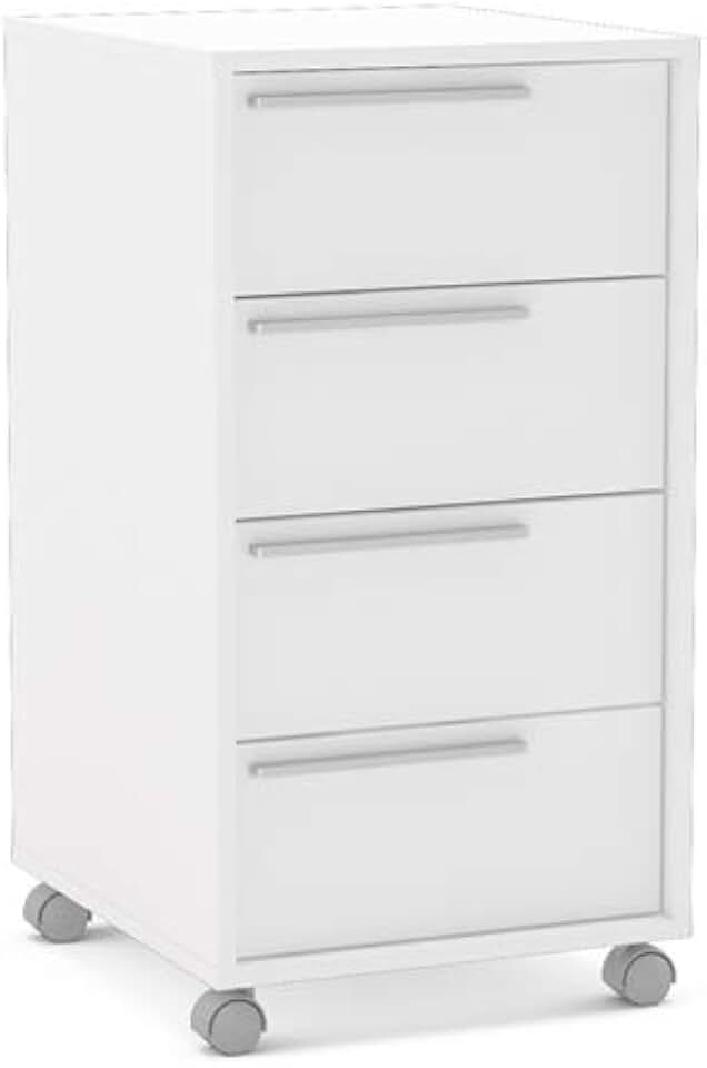 Gaveteiro Maia 4 Gavetas com rodízios Branco Politorno