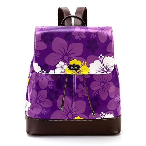 Pequeña mochila para ordenador portátil floral de las mujeres de la flor verde, bolso de hombro del viaje de la moda de la bolsa de cuero de la PU, Multicolor 12