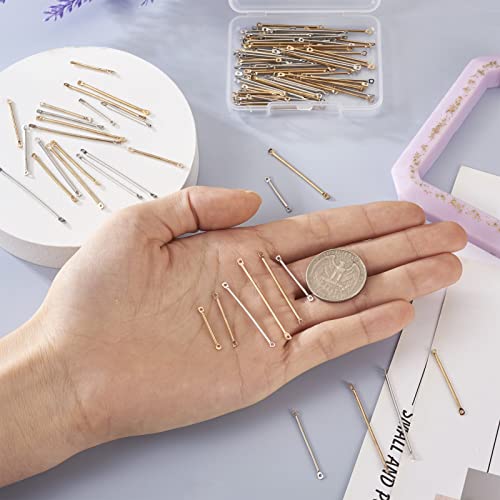 Ph Pandahall KK-TA0007-59-US Pandahall 100Pcs 5 Sizes Brass Bar Links 2-Hole Stick Strip Earrings Connector Rod Charms Golden& Platinum For Jewelry Making Findings Supplies 20Mm/25Mm/30Mm/35Mm/40Mm thumb #6