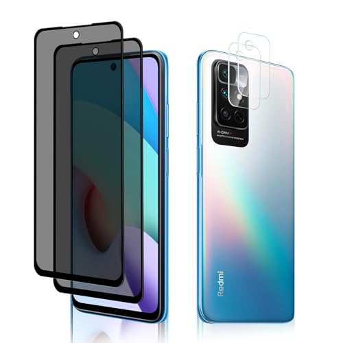 Privacy Vetro Temperato Compatibile con Xiaomi Redmi Note 11 4G 2 + 2Pezzi Protezione Obiettivo Fotocamera Anti Spy Pellicola Protettiva Anti-Graffio Durezza 9H per Note 11 4G