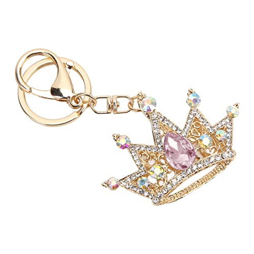 GLOGLOW Llavero Decorativo de Corona con Diamantes de Imitación, Colgante Brillante para Bolso y Mochila, Color Rosa