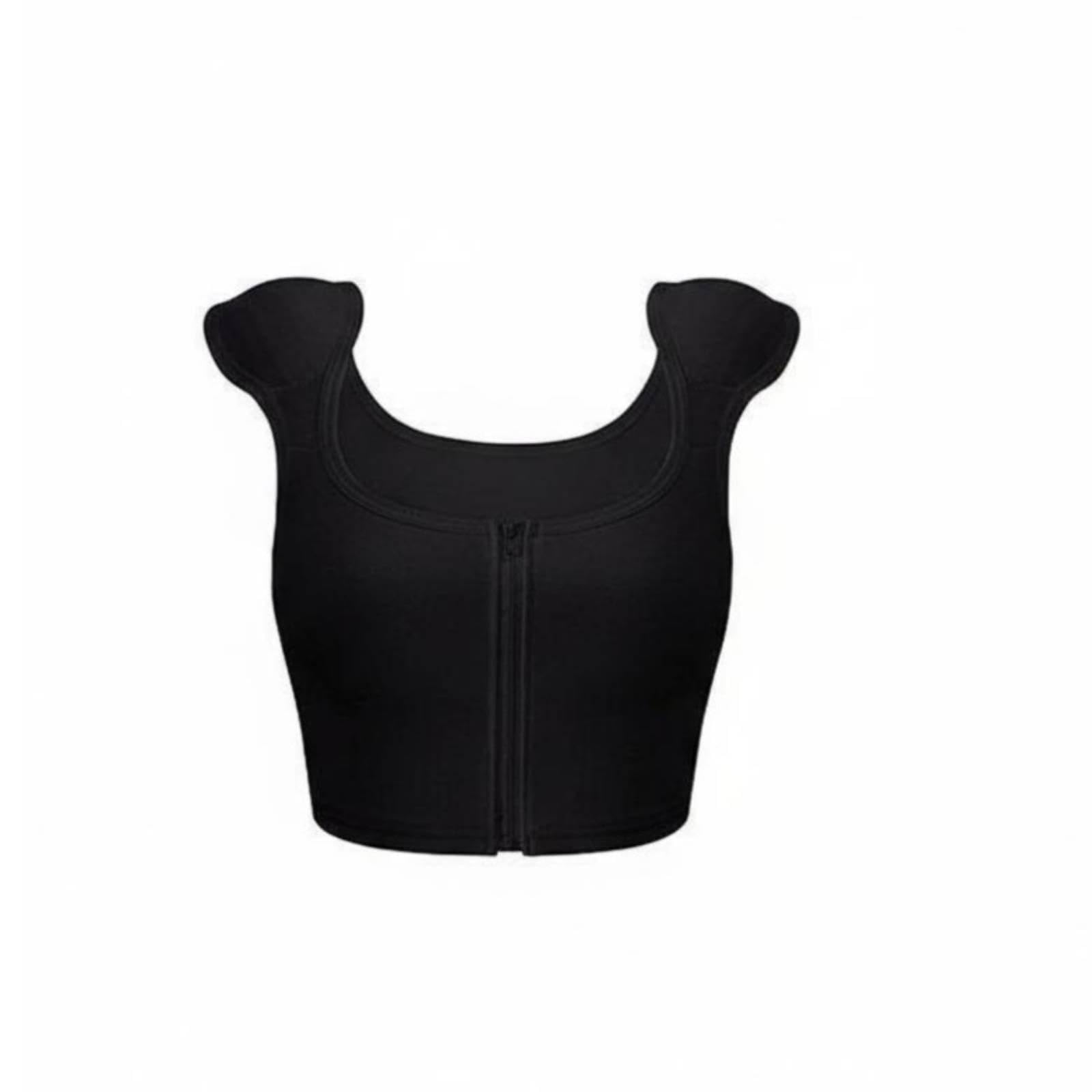 Padded Shoulder Binder vest Creates masculine contouring Shape Flattening Vest Pullover Design Compression Top for masculine-presenting Black L-image-23