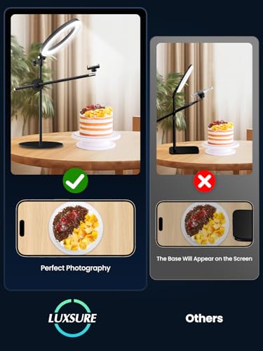 Image of Selfie Ring Light with Stand and Phone Holder,Overhead Phone Mount with 10.5 inch Ring Lights,Desk Circle Lingt with Tripod Adjustable Shooting Arm for Video Recording,YouTube,TikTok,Live Streaming