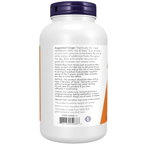 Now Foods Psyllium Husk Powder 340g Fiber Supplements