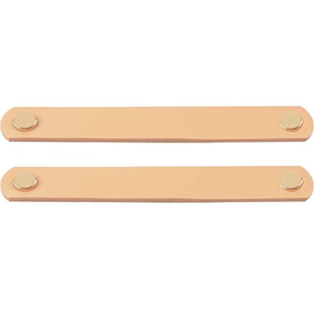Creation Core 2Pcs Genuine Leather Drawer Pulls Wardrobe Cabinet Knobs with Screw(Golden Copper Head/Hole Distance:5.04")