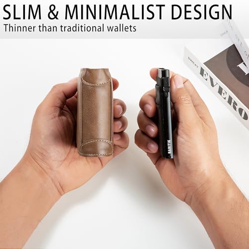 Image of Card Holder Wallets for Men | Slim Aluminum Wallet | RFID Blocking Minimalist Metal Pop Up Wallet | Money Clip & Cash Band | Expandable Compact Plate | Ultra-Thin | Men's Accessories & Gifts for Men