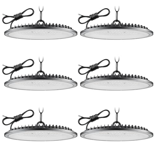 Faretto LED UFO 300W 6 Pezzi,6500K Bianco Freddo UFO Lampada da Officina Industriale,30000LM Super Luminose LED Industriale Faretto,IP65 Impermeabile Lampada da Garage per Fabbrica Officina Fienile