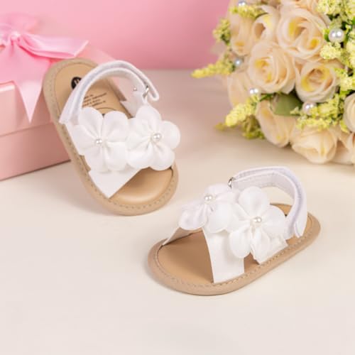 Image of Meckior Infant Baby Girls Boys Summer Sandals Open Toe Lace Princess Dress Wedding Flats Shoes Newborn Toddler Soft Non-slip Sole First Walker Crib Shoes