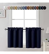 Gwine 24 Inch Long Tier Curtains for Small Window, Short Blackout Kitchen Curtains Over Sink, Hal...
