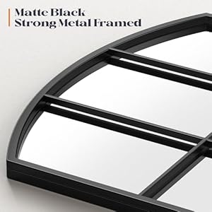 Wide Window Pane Mirror, 33" x 24" Black Arched Mirror for Wall Decor, Grid Wall Mirror Large Decorative Mirror for Living Room Bedroom Farmhouse Fireplace Hallway Entryway Wide Window Pane Mirror 33 x 24 Black Arched Mirror for Wall Decor Grid Wall Mirror Large Decorative Mirror for Living Room Bedroom Farmhouse Fireplace Hallway Entryway