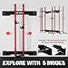 JELENS Folding Squat Rack, Wall Mounted Power Rack for Home Gym, Space Saving Multi-Functional Power Cage with Attachments (Red, Weight Bench Package)
