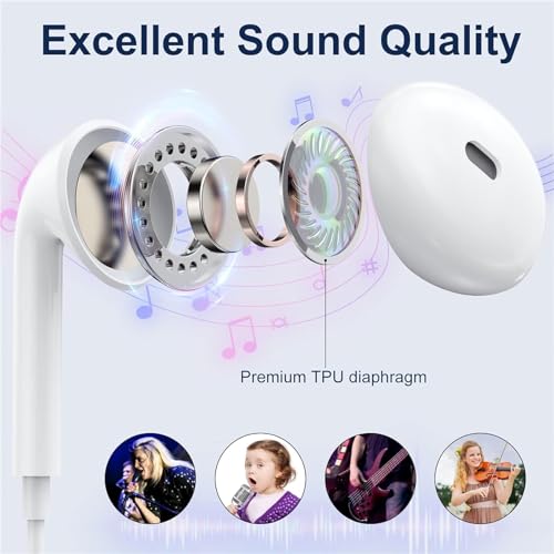 Image of USB C Headphones for iPhone 17 /16 /15 Pro Max Plus Type C Earphones with Microphone & Remote Noise Cancelling Earbuds for iPhone 17 /16 /15 Pro, iPad, Galaxy S23 /S22 /S21 /S20 /Ultra Note 10 /20