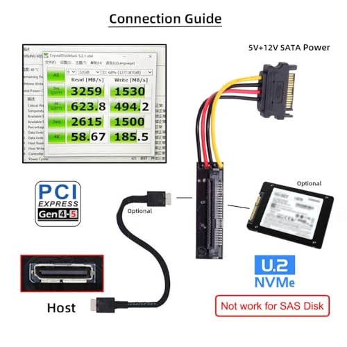 Convertidor SFF-8612 a U.2 U.3 SFF-8639 para SSD NVME miniatura 6