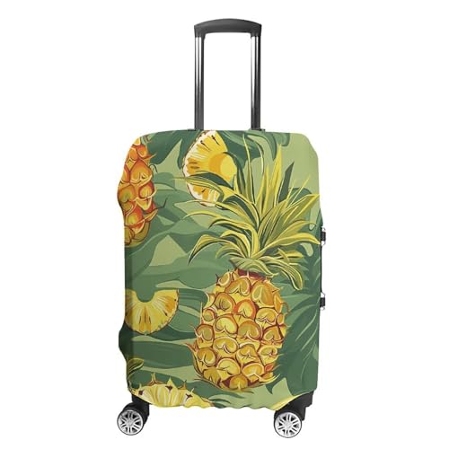Pineapple And Banana Elastic Luggage Cover Suitcase Protector for 19-32 Inch Suitcases | Universal Stretchable Travel Bag Cover | Anti-Scratch, Washable with Zipper Closure M