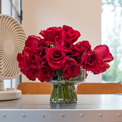 Lazusam Flower Vase Glass Wide Mouth Vase For Centerpiece,Clear Pedestal Vase For Home Or Wedding Decor #TOP4