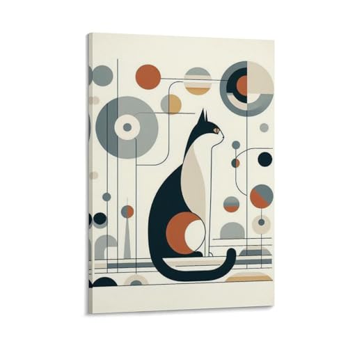 抽象幾何学パッチワーク猫アートポスター絵画フォトウォール装飾 (11) 印刷 キャンバス ウォール 画像 芸術 壁飾り 壁の絵 け ソファの背景12x18inch(30x45cm)