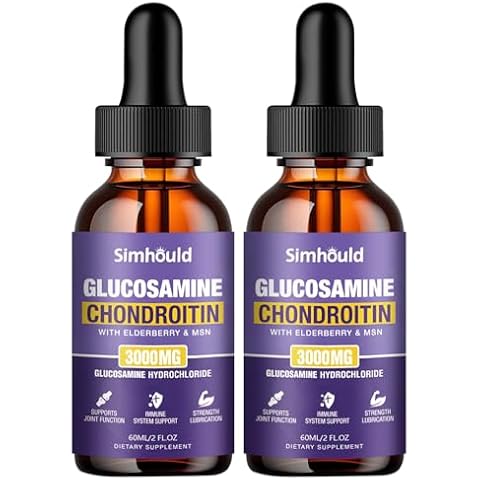 Simhould 2 Packs Glucosamine Chondroitin MSM Drops-Contains Elderberry，Bromelain,Hyaluronic Acid for Extra Strength Joint Support Supplement-Antioxidant Immune Support for Adults,Men & Women(4 oz.) Cover