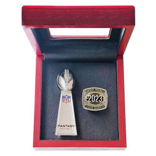 Kuseli 2023-2024 Fantasy Football Championship Trophy FFL League Championship Ring for Fan's Souvenir Gift (8,with Box)