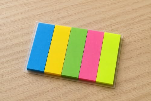 Image of Writable Transparent Sticky Tabs - 5 Color Repositionable Page Markers & Book Flags for Documents, Reports, Planners, Office and School Supplies 2 Pack (2)