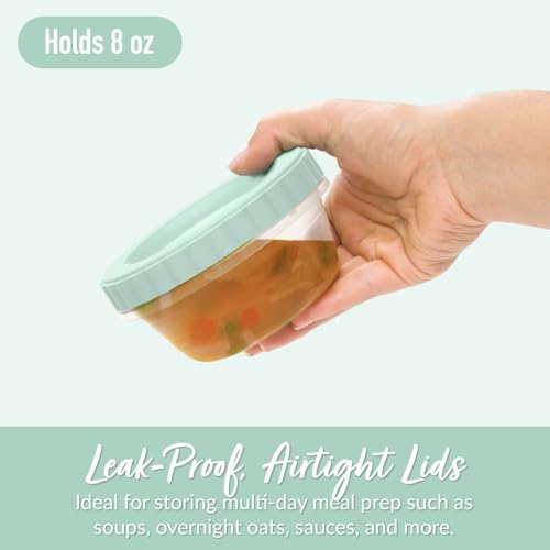 Image of Bentgo Prep - 20 Piece 8 fl oz Leak-Proof Deli Containers with Lids, Food Storage for Meal Prep, Twist-Top, Reusable, PFAS & BPA-Free, Stackable, Microwave, Freezer, & Dishwasher Safe (Honeydew)