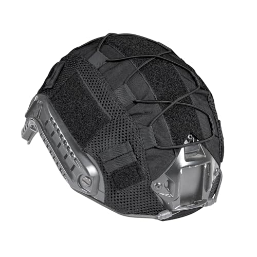 IDOGEAR SPORTS Tactical Helmet Cover for Fast Helmets - Camo M/L Size - Durable 500D Nylon Tactical Gear for Airsoft, Paintball, Hunting(Black)