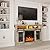 Fireplace TV Stand for TVs Up to 55 Inches, Farmhouse Entertainment Center with 18" Fireplace & LED Lights, Modern Media Console Table with Sliding Barn Door, Gray