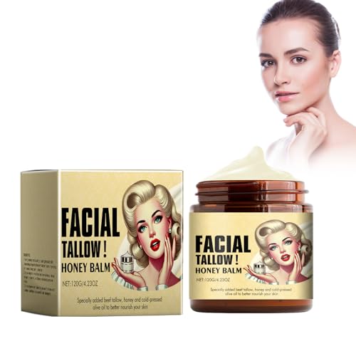 Tallow Bálsamo Cream for Skin Care, 120 G Miel Bálsamo de Carne Tallow Cream Crema de Sebo de Cara para Cuerpo Crema de Sebo para el Cuidado de la Piel, Crema Hidratante Para Cara Y Cuerpo