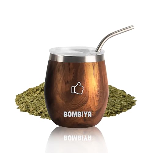 Bombiya Yerba Mate Cup Emotional Support Edition - Taza mate, juego de bombillas y tapa de plástico - Calabaza Yerba Mate de acero inoxidable de doble pared - Calabaza para mate argentino - Taza de té