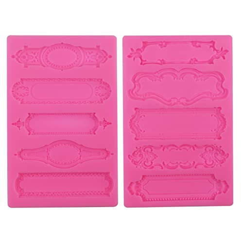 Yedadone 2 moldes de silicona de estilo barroco para fondant, placa de marco de fotos vintage y etiquetas de objetos, decoración de pasteles, azúcar, manualidades, arcilla polimérica