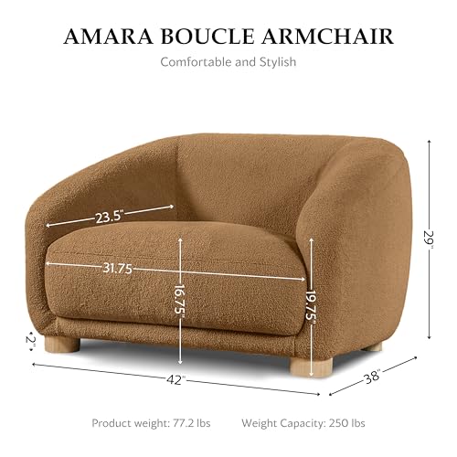 Sillón moderno con reposabrazos inclinados marrón miniatura 2