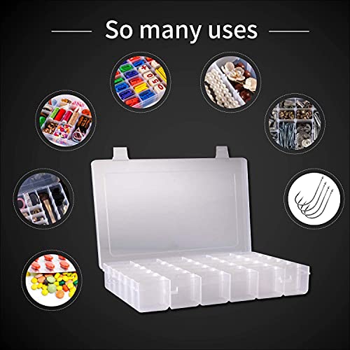 Image of 2PCS Clear Plastic Organizer Box, 24 Fixed Grids Storage Container, Jewelry Box for Beads Art DIY Crafts Jewelry Fishing Tackles, 7.56 inchx5.31 inchx0.87 inch(LxWxH) Clear White
