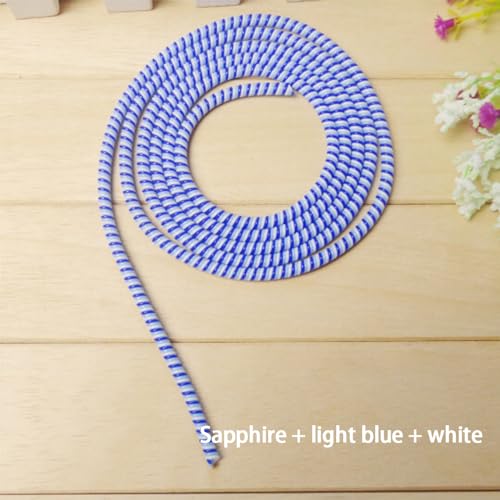 Image of J'TTON Spiral Triple Color (2 Pcs) 1.4 Meters Each-Full Size Cable Cord Charger Protector Saver Winder for iPhone & Android Charging Cables (Blue)