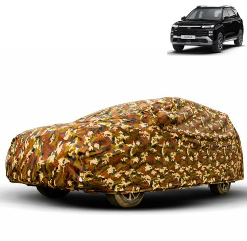 Image of Water Proof Car Body Cover Compatible for Hyundai Alcazar 2026. | Dust Proof, Heat Resistant | Ultra Surface Body Protection - (Military Jungle Print)