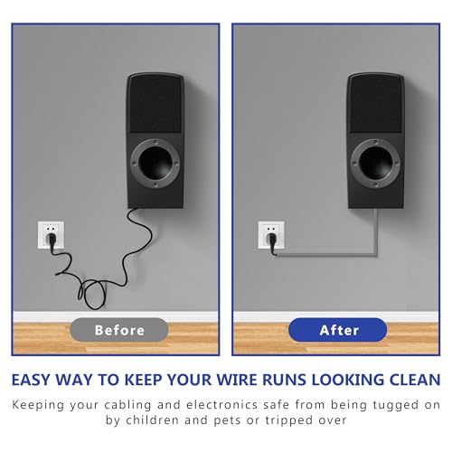 Image of One Cord Cover Wall 153in(9X L17in) - Mini Wire Hider, Wire Cover for Hiding Speaker Wire, Baby Monitor Cord - Paintable Wire Channel for Cable Concealer, W0.5in H0.3in, CMR05 Grey