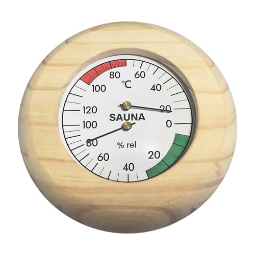 GOEDCH Hygrometer Thermometer Sauna: 2 in 1 Sauna Thermometer Hygrometer Holz mit Hoher Genauigkeit, 145mm Rundes Sauna Thermometer Hygrometer für Werkstatt Schule Markt Lager Saunaraum GOEDCH Hygrometer Thermometer Sauna: 2 in 1 Sauna Thermometer Hygrometer Holz mit Hoher Genauigkeit, 145mm Rundes Sauna Thermometer Hygrometer für Werkstatt Schule Markt Lager Saunaraum