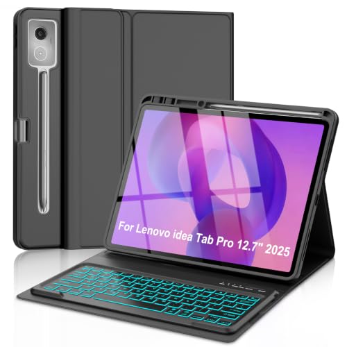Funda teclado Lenovo Idea Tab Pro 12.7 con retroiluminación de 7 colores y soporte