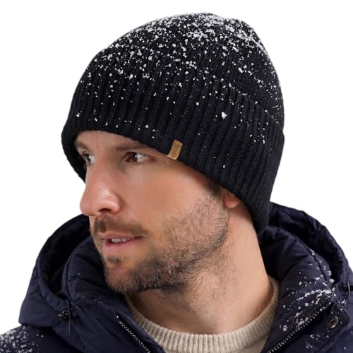 TOP-EX XL/XXL Gorro de lana merino impermeable para hombre y mujer, gorro de invierno cálido con forro polar, gorro de punto para hombres y mujeres, resistente al viento, gorro de invierno