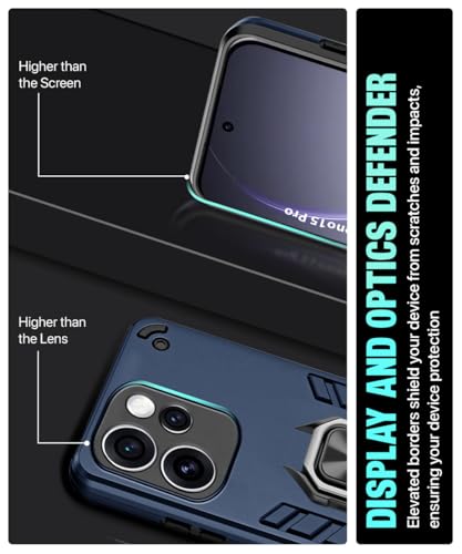 Image of WOW IMAGINE Shock Proof Back Case Mobile Cover for Oppo Reno 15 Pro 5G | Reno 15 Pro Mini 5G | Back Cover Case (Tough Armor | Hybrid PC + TPU | Ring Holder & in-Built Kickstand | Blue)