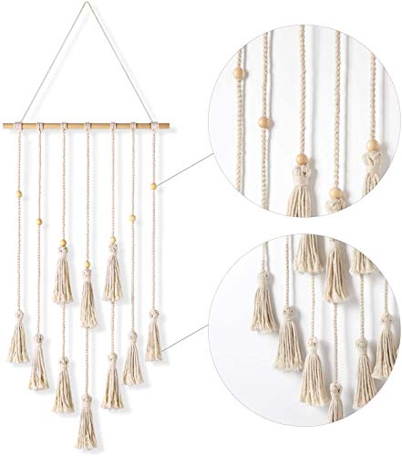 Mkouo Macramé wandtapijt, hangende fotowand, boho, decoratie, chic geweven tapijt voor wooncultuur, slaapkamer… - Afbeelding 7