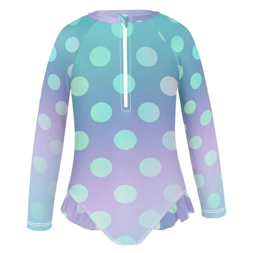 CHIFIGNO Long Sleeve One Piece Swimsuits for Girls Polka Dot Gradient Long Sleeve One Piece Swimsuit 3T2