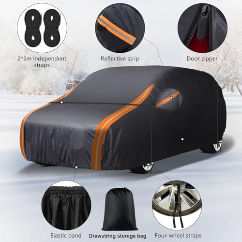 Image of 8 Layer Car Cover Custom Fit for Lexus RX /RX350 /RX450H /RX500H 2008-2025, All Weather Waterproof Outdoor Full SUV Cover, Snow /Rain /UV Protection with Zipper Door and Storage Bag