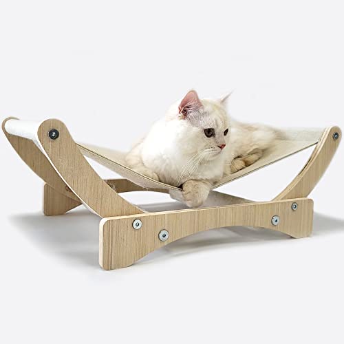 Heykitten 24In Cat Hammock, Elevated Couch Bed With Sturdy Stand, Raised Lounging Perch Chair For Indoor Kittens And Adult Cats (Beige Canvas) #TOP1