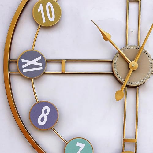 Image of Arabs Modern Metal Wall Clock for Living Room Bedroom Office Kitchen Stylish Designer Big Size Gold 50 CM