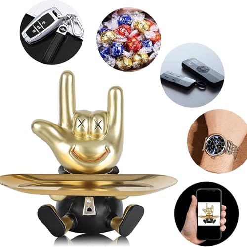 Estatua decorativa abstracta de mano con bandeja miniatura 3