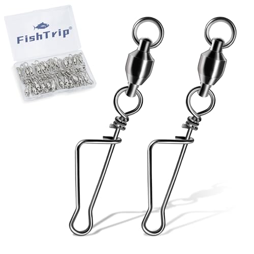 FishTrip Fishing Italian Snap Swivels, 25/50pcs Ball Bearing Swivels with Stainless Steel Coastlock Italian Snap, Quick Change Fishing Clips Swivel for Saltwater Freshwater