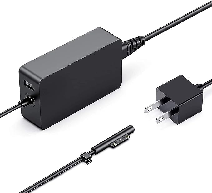 65W Charger for Microsoft Surface Pro 3 Pro 4 Surface Laptop Book Pro 5 2017 11Ft, Model 1706, Aaweal 15V 4A Adapter with USB Charging Port and 6Ft Power Cord)