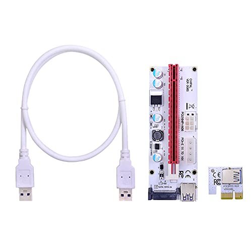 ezqnirk 1pcs VER008S Riser Card 3 in 1 4Pin SATA 6PIN PCIE PCI Express Extender 1X 16X 60CM USB 3.0 Cable Suitable for GPU Video Card